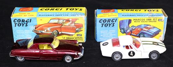 A Corgi 259 Le Dandy Cove and a Corgi 324 Marcos 1800 GT